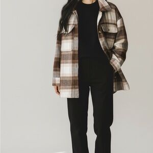 Banana Republic Plaid Brown and Cream Utility Jacket